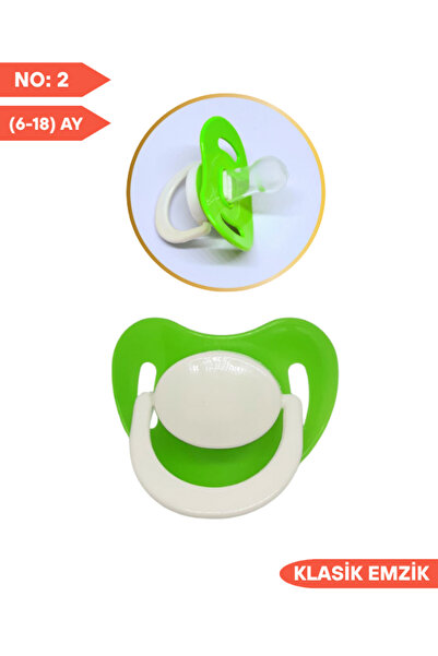 Fatoş Bebe Klasik Silikon Emzik ,NO: 2 (6-18) Ay, Yeşil Bebek Emziği