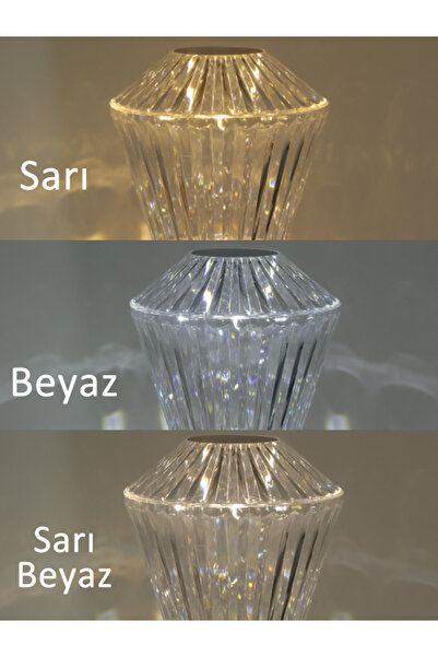 Forever Dekoratif Diamond Kristal Dokunmatik 3 Ledli Şarjlı Masa Lambası