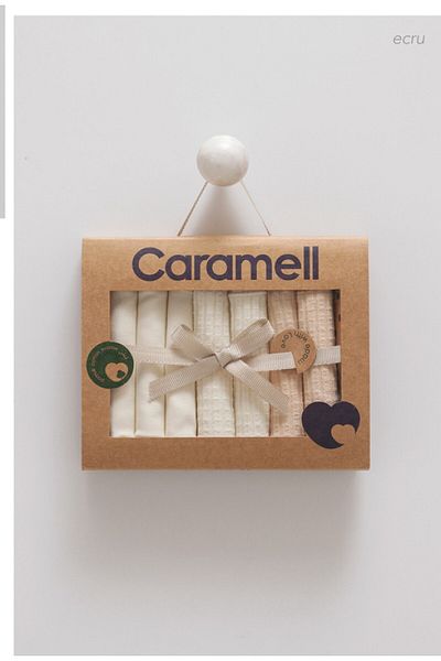 Caramell My Baby Kumsal 100% Cotton 7 Pack Baby Mouth Wipes New Season Soft Colors Ecru 1957