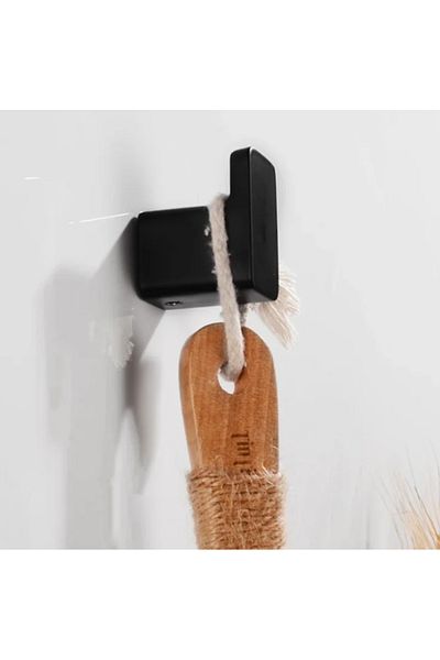 LUXXO Cârlig de baie pentru prosop/halat, metal negru mat, oțel inoxidabil rezistent la coroziune