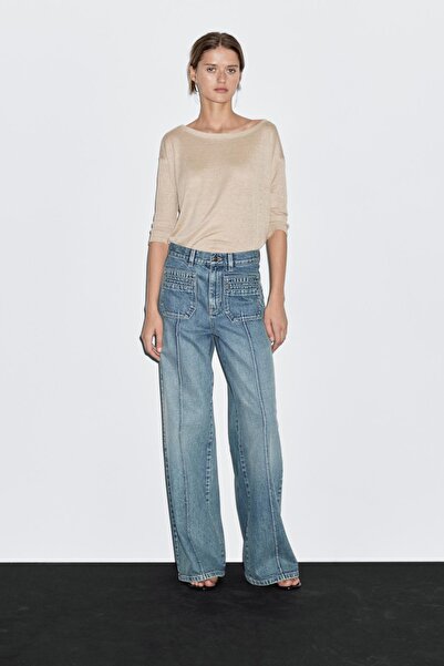 Massimo Dutti Orta bel geniş paça jean