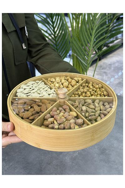 Doğudeko Luxury 6 Compartment Bamboo Snack Bowl