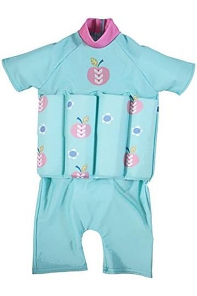 Toybox Kids Float Suit One-Piece Cartoon Short Sleeve Swimwear Jumpsuit, Blue, Size XL(52x45cm) For 3-4 Yrs