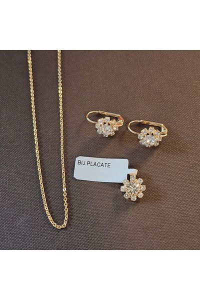 saratremo Set bijuterii placate cu aur - cu cristale zirconia albe