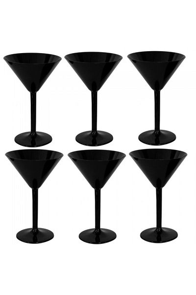 Raki Set of 6 BLACK polycarbonate glasses for black martini 200ml 110xh170mm