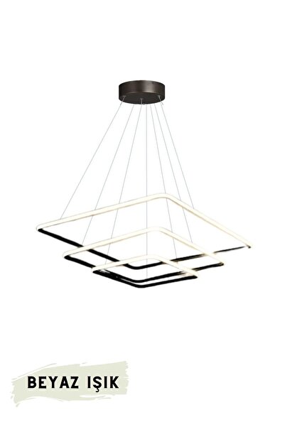Lzy Avize Store Nero 3’lü Kare Sarkıt LED Avize Beyaz Işık | Premium Geometri...