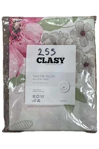 Clasy 100% Cotton 2 Pieces Pillow Case Floral White