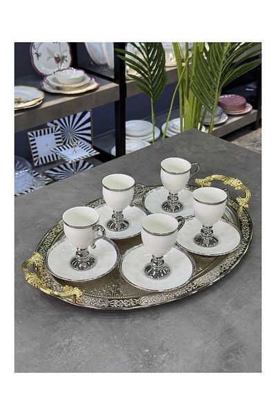 Doğudeko Oval Metal Large Luxury Tray