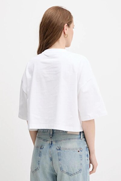 Calvin Klein D1 Collection Women's White Crop T-Shirt Lv047C202G-Yaa