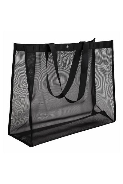 OEM Geanta de plaja tip plasa, Neagra, 52x18x40cm