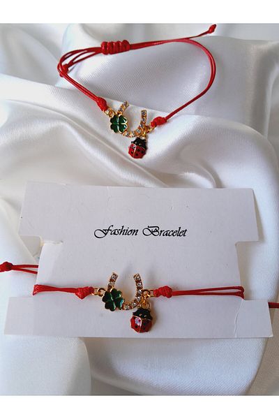 Minnoş Dükkan Clover and Ladybug Design Bracelet
