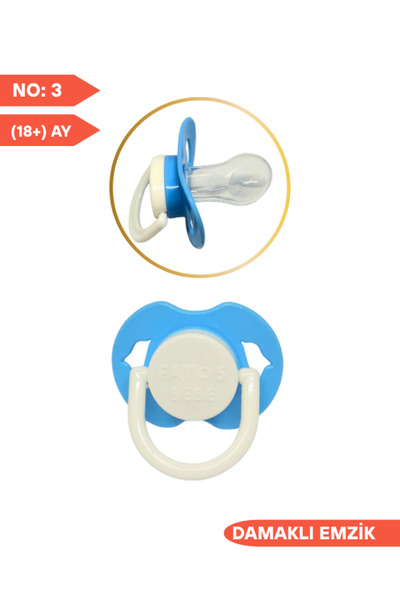 Fatoş Bebe Damaklı Silikon Emzik ,NO: 3 (18+) Ay, Mavi Bebek Emziği