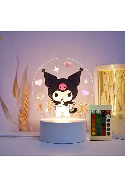 ILUMISHOP LED night light, Kuromi, 16 colors with remote control, USB or 3AA power supply