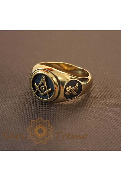 saratremo Masonic Ring with Luxury Brazilia Design - Width 1.4 cm