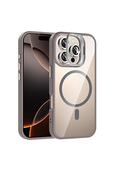 halkhouse iPhone 15 Pro Max Kılıf Lens Hediyeli Magsafe Kamera Korumalı Stand...