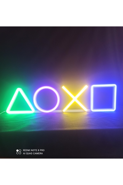 Neon PlayStation LED Duvar Dekoru – Konsol Simgeleri – Gamer Hediye