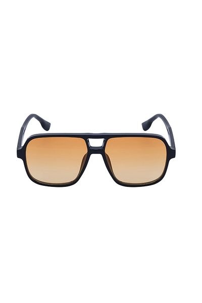 Toz Vintage Zeroma Black Frame Orange Glass Vintage & Retro Unisex Sunglasses
