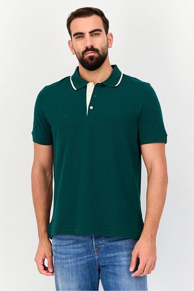Vince Camuto Men Spread Collar Short Sleeve Polo Shirt, Green