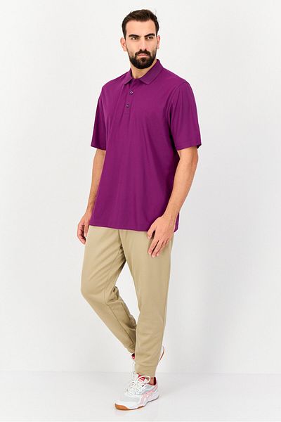 Greg Norman Men Sportswear Fit Short Sleeve Textured Outdoor Polo Shirt, Purple