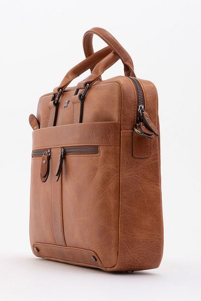 Dericlub Men's Genuine Leather Briefcase Dc 898 Crazy Tan