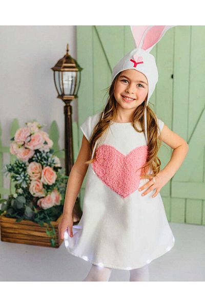 fustite cu luminite White Dress with Pink Heart - 2-3 years (92-98 cm)