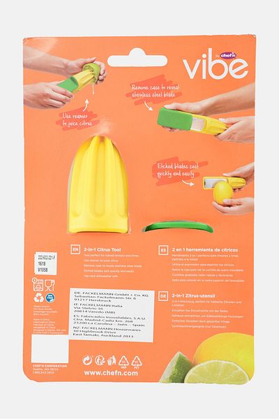 Chefn Vibe 2-in-1 Citrus Tool, Green/Yellow Combo