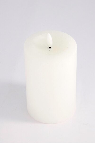Muy Mucho شمعة LED ذات لهب سميك، بيضاء