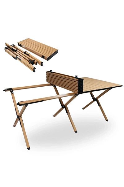 SMARTECH Masă pliabilă de camping și grădină, PVC, picioare din aluminiu, include husă, 150x60 CM