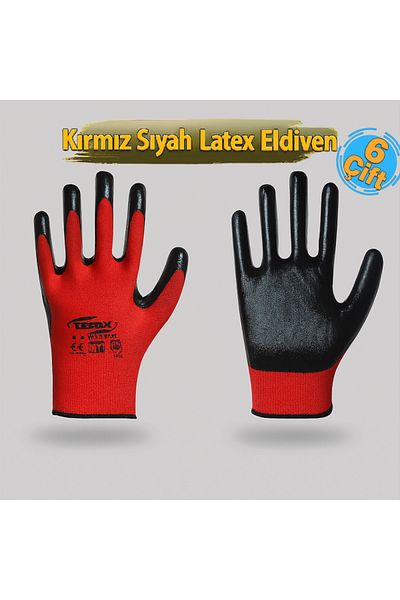 zimak El-100 Red Black Latex Gloves Size 10 (6 Pairs)