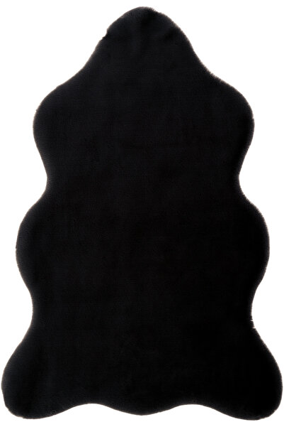 Cool Halı Siyah Peluş Post Halı Yıkanabilir Kaymaz Tavşan Tüyü Kürk Uzun Tüyl...