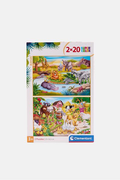 CLEMENTONI 2 x 20 Super Color Animal Jigsaw Puzzle