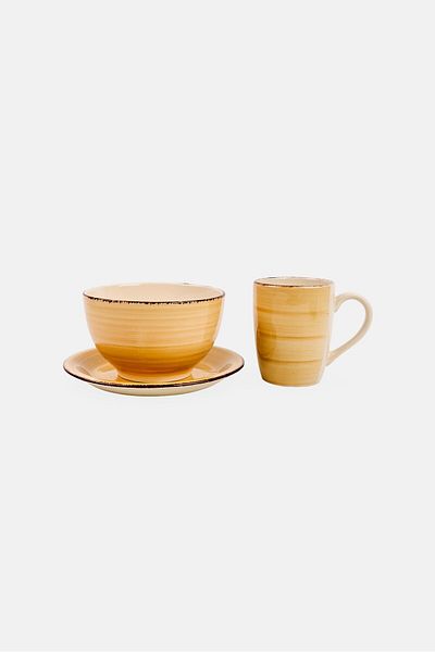 Maser 18 Pieces Ceramic Breakfast Crockery Set, Beige