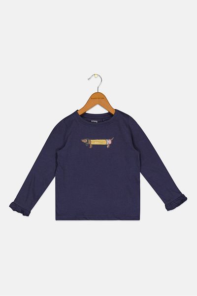 Sinsay Toddlers Girl Crew Neck Long Sleeves Sequin Detail Top, Navy