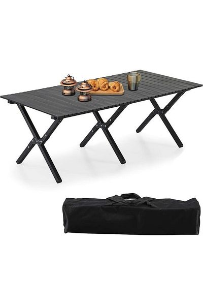 SMARTECH Folding camping and garden table, PVC, Aluminum legs, Included cover, 120x60 CM
