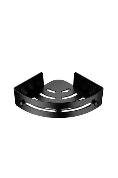 huitich Punch-Free Wall-Mounted Bathroom Corner Rack Black Tripod Single Layer 20 cm x 3.5 cm