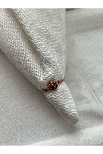 Pel Design Minimal Copper Hematite Stone Rose Color Wire Ring Handmade