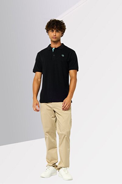 Cavalli Class Men Regular Fit Embroidered Logo Short Sleeves Polo Shirt, Black