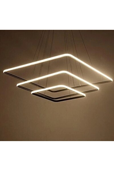 Lzy Avize Store Modern Kare Siyah Kasa Beyaz Led Avize