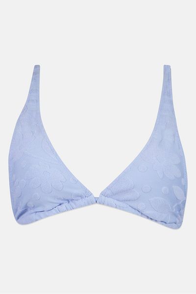aerie Women Floral Print Padded Bikini Top, Dusty Blue