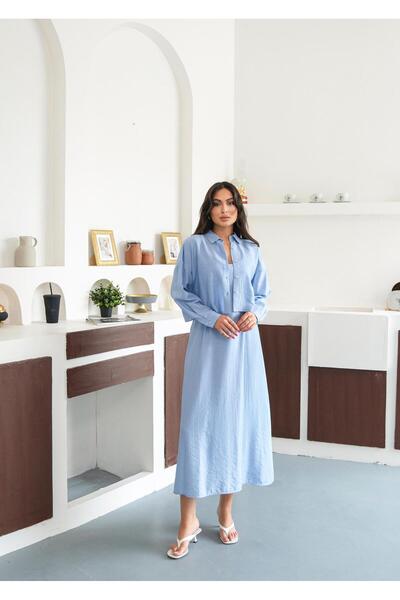 FMN Butik design supradimensionat rochie din țesătură casual lungă, midi, cu ...