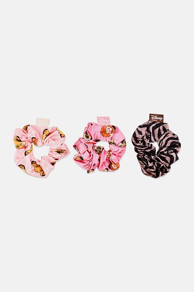 Mad beauty X Disney Women 3 Pcs Animal Print Hair Scrunchies Set, Multicolor