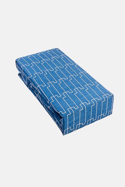 Karl Lagerfeld Double Geometric Pattern Fitted Bedsheet, Navy