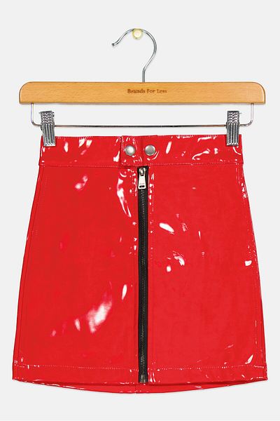 Overkids Kids Girl Solid Faux Leather Skirts, Red