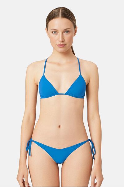 Hurley Women 2 Pcs Padded Plain Reversible Bikini Set, Blue/Lime Green