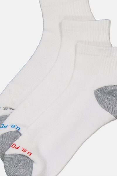 U.S. Polo Assn. Men 10 Pairs Quarter Crew Socks, White Combo