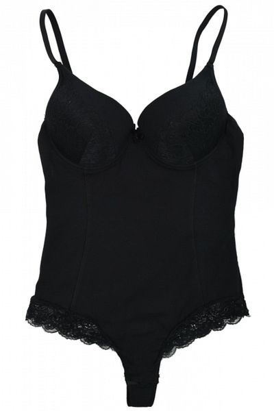 Lemila Body negru cu cupe push-up, talpă tanga