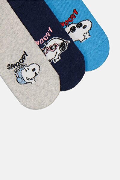 PEANUTS Kids Boy 3 Pairs Snoopy Socks, Multicolor