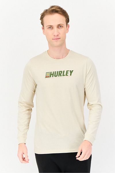Hurley Men Sportswear Fit Long Sleeves Outdoor T-Shirt, Beige