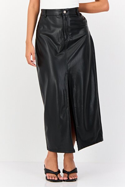 Don't Call Me Jennyfer Women Solid Midi Skirt, Black