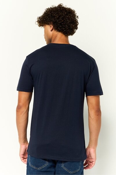 Cavalli Class Men Crew Neck Short Sleeves Graphic Print T-Shirt, Navy Blue